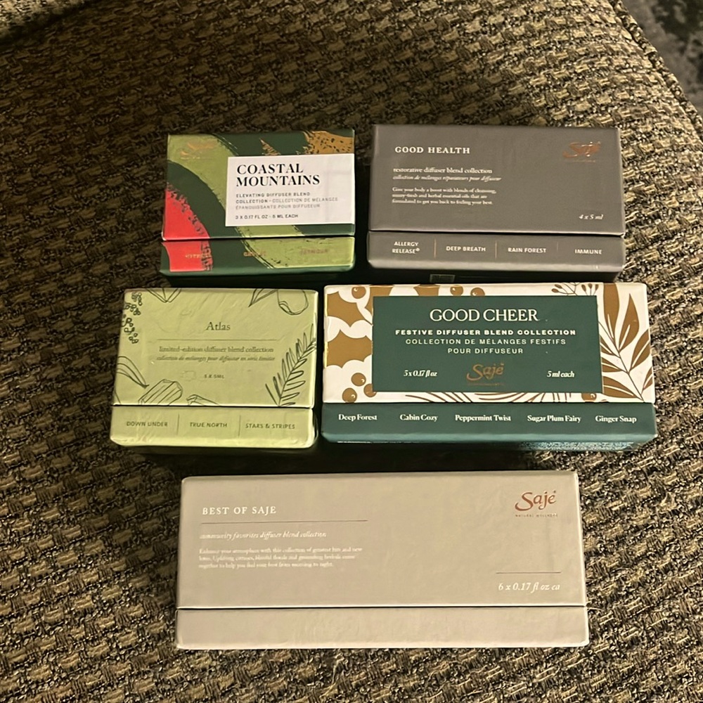 Saje essential oil boxes - empty.